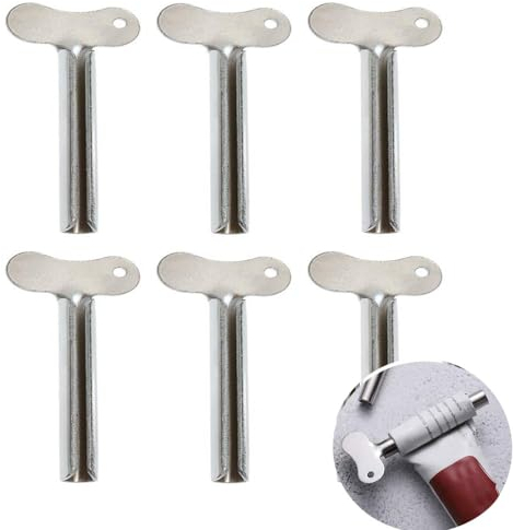 Dzxin Presse Tube Dentifrice, 6 Pièces Presse Tube Forme de Clé en métal Presseur de Dentifrice pour Pommades,Dentifrice,Cirage à Chaussures,Pigments