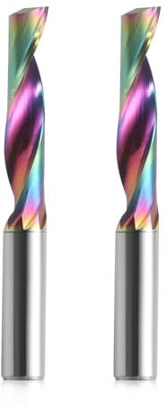 CNC-Fräser mit einer Nut für Aluminium, 6mm Schaft Einzelflöte Schaftfräser Spiralfräser Bit VHM mit DLC-Beschichtungs, 6mm Schnittdurchmesser Endfräser, Vollhartmetall-Schaftfräser,2-Pack