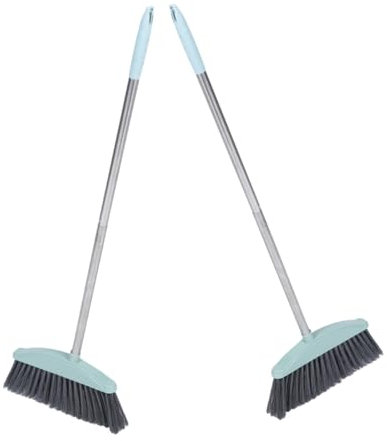 Yardenfun 2piezas Escobas De Suelo con Mango De Acero Inoxidable Escoba y Ancha para Limpieza del Hogar para Terrazas Patios y Jardines Exteriores