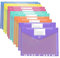 12 Pcs Porte Documents A4, 6 Couleurs Pochette Plastique A4 avec 11 Trous et Pochette Bouton, Imperméable Chemise Rangement, Enveloppe Dossier, Pochettes Perforées Bureau (Horizontal, Multicolore)