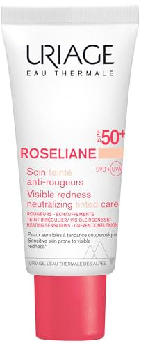 Uriage Roséliane CC Cream SPF50 (Light Tint) 40ml - Sensitive Skin Prone to Redness - Covers Redness, Unifies, Hydrates - Long-lasting Soothing Action & Sun Protection - Non-comedogenic