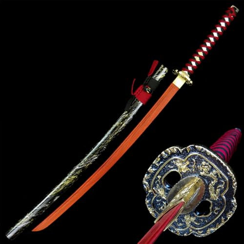 HJHUUA Bokken Fatto a Mano da 104 cm,Spade Samurai in Mogano Naturale,Katana in Legno per Allenamento Kendo,Display,Regali,Cosplay,Oggetti di Scena