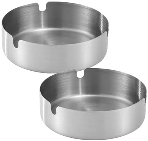 MAGICLULU Lot De 2 Cendriers en Acier Inoxydable 8 Cm, Cendriers D’intérieur Et Extérieur, Résistant Aux Chutes, pour Maison, Bureau, Hôtel Et Restaurant