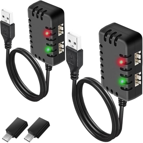 Xiatiaosann 2 stycken 2S 7,4 V USB med dubbel XH-3P-laddkabel, typ C till USB-omvandlare, för Axial SCX10 RC-bil 2S-batterier RC-bilar drönare båt flygplan