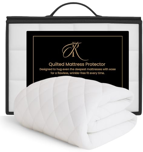 The Royce Microfibre Quilted Mattress Protector - Extra Deep 30cm Fitted Skirt - Machine Washable - Mattress Topper cover - King Size Mattress Protector - Hollowfiber Filling