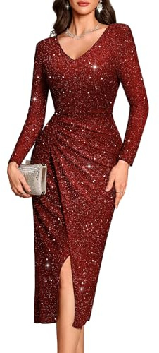 Bbonlinedress Damklänning, paljettklänning, lång aftonklänning, balklänning, cocktailklänning, maxiklänning med slits, glittrande klänning, formell klänning bröllopsgästklänning