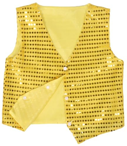 ibasenice Gilet Pailleté Garçon Fille sans Manches Scintillant Costume Danse Hip Hop Vestiaire Performance Fille Garçon Tenue Scène Jazz Street Veste Confortable Respirante
