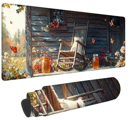 Tapis de Souris de Jeu, 1600 x 800 mm XXL Tapis Souris Gaming Grand, Antidérapant Étanche, Extended Long Clavier Mouse Pad, Accessoire Bureau, pour Gamer, Ordinateur, PC (Chaise longue avec vue) X-220