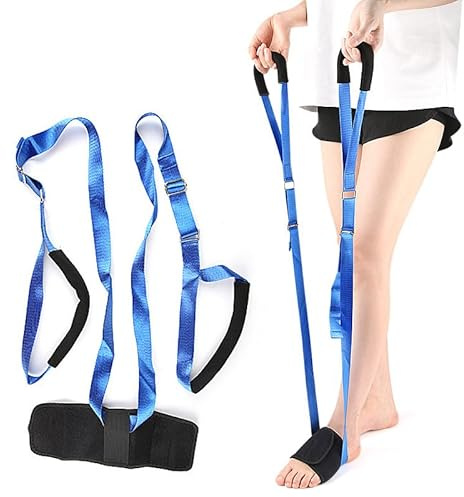 Étireur de pied et de mollet, sangle d'étirement réglable pour fasciite plantaire, tendinite d'Achille, ischio-jambiers, cuisses, pieds et épines calcanéennes, sangle extensible pour la flexibilité