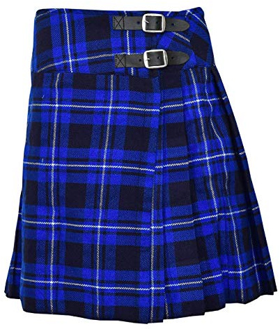 Ladies Knee Length Kilt Skirt 20 Length Tartan Pleated Kilts - Blue Tartan (10)