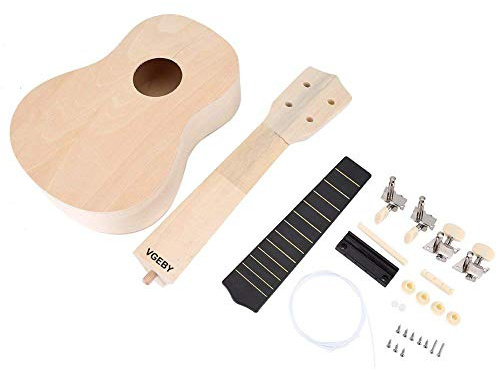 21 Pulgadas Ukulele DIY Kit, Lindenwood Cuerpo Cuello Puente Fretboard Tu Ukulele Artesanías Para El Aprendizaje de Regalo de Los Niños