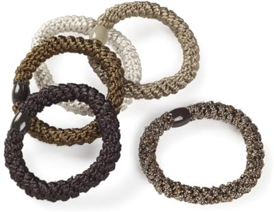 Manicare Braided Hair Bands, Pack Of 5 Brown Bobbles, Ponytail Holder, Snag Free Elastic Hair Ties, Metal Free No Damage, Gentle On The Hair, Suitable For All Hair Types