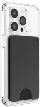 PopSockets Adhesive Phone Wallet, Phone Card Holder without Grip - Black