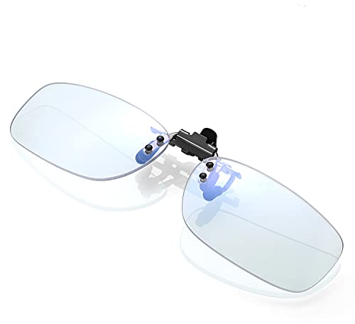 KLIM Protect OTG Lunettes Clip on Filtre Lumière Bleue - Protège vos Yeux de la Lumière Bleue - Haute Protection pour Écrans - Lunettes Gaming PC Mobile TV - Filtre Anti Fatigue Anti UV