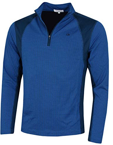 Calvin Klein Mens 2026 Micro Grid CK 1/2 Zip Mid Layer Baselayer | InsulLite protection Quick drying Textured microgrid fabric Solid side sleeve panels Contrast front zip Slimline fit