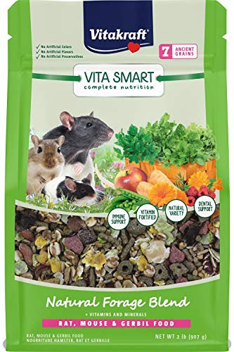 Vitakraft Vita Smart Rat Mouse and Gerbil Food 2 lb Bag with Wholesome Daily Nutrition Premium Seeds Grains Vegetables Fruits Fortified with Essential Vitamins Minerals for Small Pet Health