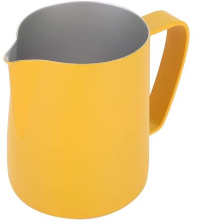 600ml Milk Jug, Stainless Steel Milk Frother Jug Steaming Pitcher Latte Art Cup for Coffee Machine Accessories, Yellow