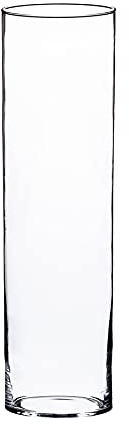 Lucenté Home Collection XL Large Giant Clear Glass Cylinder Vase 60cm (H) x 18.5cm Dia - Quality Handmade Craftmanship.