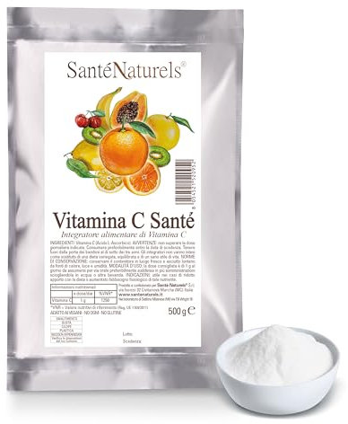 Acido Ascorbico 500g ● Vitamina C in Polvere Pura Fine e Idrosolubile ● Integratore Alimentare Naturale ● No Ogm, No Lattosio, No Glutine ● Adatto ai Vegani