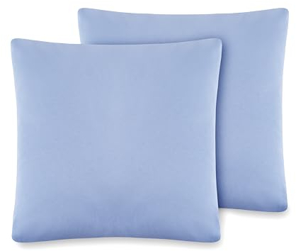 VEL VET HOME VelvetHome Deluxe 2er Set Kissenbezug 40x40 cm Made in EU Hohe Qualität Kopfkissenbezug mit Reißverschluss 100% Baumwolle Kissenhülle 40x40 Hellblau