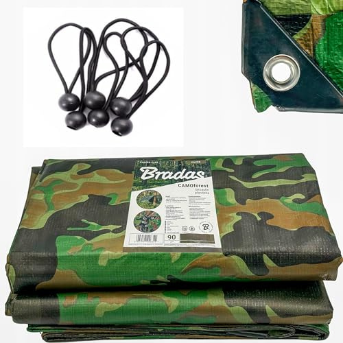 Camo Camouflage Tarpaulin Heavy Duty Waterproof Cover Tarp Sheet 90GSM FREE 4 BUNGEE (1.5m x 2.4m)