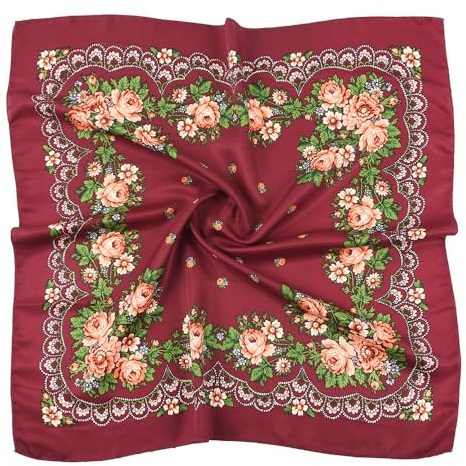 PETOSA Pañuelos cuadrados rusos para la cabeza, diadema ucraniana, hiyab musulmán, pañuelo tradicional, chales, envolturas de tela