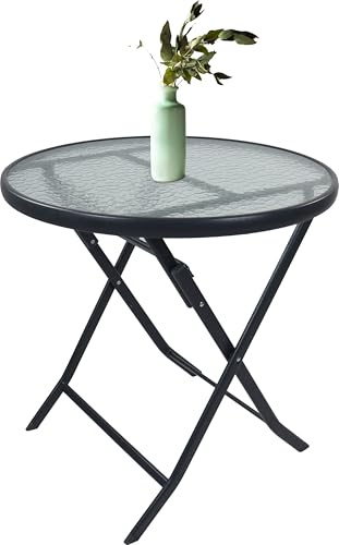 VCM Gartentisch klappbar | Balkontisch rund | Maße ca. H. 70 x B. 70 x T. 70 cm | Klapptisch | Balkontisch Gartenmöbel – Sonlas 70 cm Ø