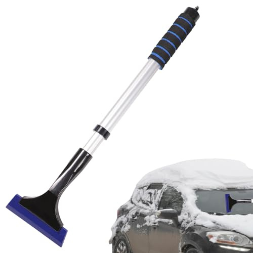 TuoYi Aluminum Snow Ice Scrapers,Extendable Ice Scraper with Ergonomic Foam Grip for Car SUV Truck,Good for Clean and Wipe Glass Water and Dust