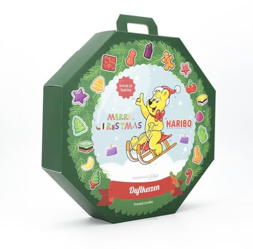 Haribo Advent Calendar Tea Light Candles | 24 x Scented Tea Lights for Christmas | Candle Calendar with Summer & Winter Fragrances | Perfect Gift Idea for Pre-Christmas Season