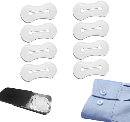 FloralGrace 8 Stück Manschettenknopf Adapter, Dress Hemd Manschettenknöpfe mit Knopfabdeckungen, Für Herren Hemdanzug Manschettenknöpfe (Weiß)