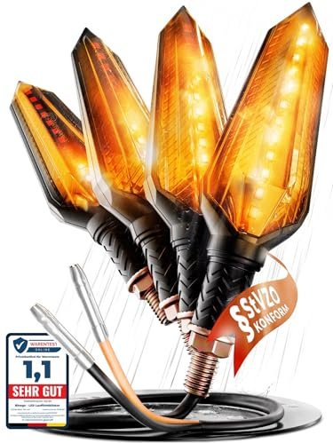 Binego® 4x LED Blinker Motorrad E Geprüft mit Lauflicht LED & getöntem Rauchglas | Universelle Mini Blinker Moped Zubehör | StVZO konform