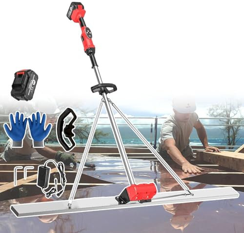 Chape Électrique Sans Fil,Règle De Nivellement De Ciment Électrique Sans Fil,Lame De 150 Cm De Long,Avec 1 Moteur/1 Chargeur,Pour Travaux De Pavage De Route Et De Correction Du Béton,1BAT