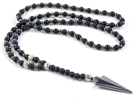 Memphis pärlhalsband svart onyx hematit pilspets