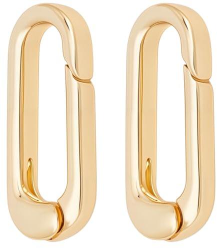 Beebeecraft 1 caja con 2 anillos de Cierre de Resorte de Latón Chapado En Oro de 18 quilates Ovalados con Gancho Y Hebilla de Mosquetón. Ideales para Llaveros Joyería Y Manualidades