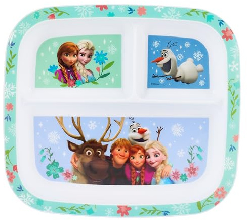 Disney Frozen 3-Section Children's Divided Plate - BPA-Free, Durable & Colourful Dining for Children, Perfect for Balanced Meals - 36 Months Up