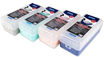 Toppoint 4x Lernbox/Karteikasten/DIN A8 / je 1x blau, rot, grün, pink