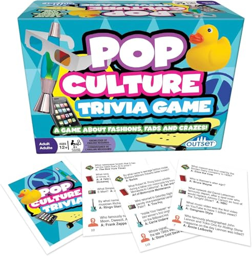 Outset Media Pop Culture Trivia Game - Party Game - Family Game - Travel Game - Fun and Easy to Play - 1200 Trivia Questions - for 2 or More Players - Ages 12+