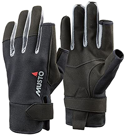Musto Essential Sailing Lange Fingerhandschuhe in Schwarz - Erwachsene Unisex - Ideal für das ganze Jahr über - Leichtes Stretching