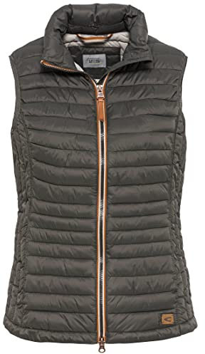 camel active Damen kurze leichte Steppweste mit elastischen Bündchen Khaki, womenswear-44