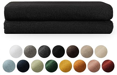 Blumtal Premium Frottier Handtücher Set 2 teilig 100% Baumwolle - Oeko-TEX zertifiziertes Badetuch 2X (70x140 cm) - Ultra saugstarkes Frottiertücher Set waschbar °60 - Handtuch Schwarz