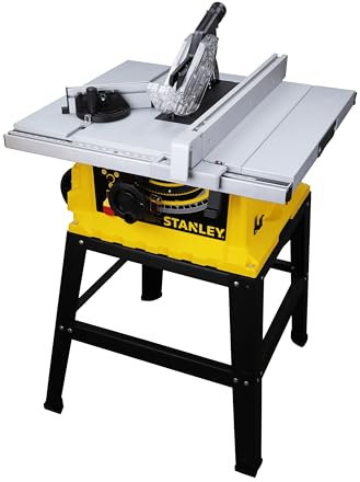 STANLEY Sierra circular de mesa SST1801-IN, 1800 W, 254 mm, con marco, para aplicaciones robustas y sierras de madera contrachapada, 150 horas de funcionamiento, compatible con 10 hojas de corte