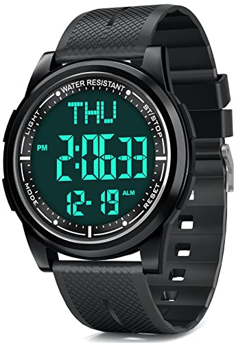 WIFORT Metall Herren Damen Digital Uhren, 5ATM Wasserdicht Sport Armbanduhr, Ultradünn Weitwinkel-Display Digitaluhren mit Wecker Countdown Stoppuhr Dual-Zeitzone Hintergrundbeleuchtung