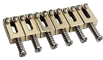 Guyker Gitarrbryggsadlar – 10,5 mm mässing modern gitarr Tremolo Bridge sadlar kompatibla med Stratocaster Strat ST elgitarr (guld, 6 delar)