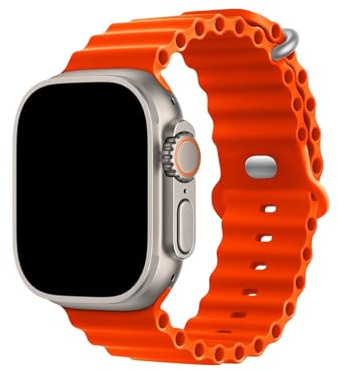 HdanMole Ocean Bracelet en Silicone Compatible avec Apple Watch Ultra 2 / Ultra 49mm 45mm 46mm 44mm 42mm 41mm 40mm 38mm, Bracelet de Sport pour iWatch Series 10 Ultra 9 8 7 6 5 4 3 2 1 SE, Orange