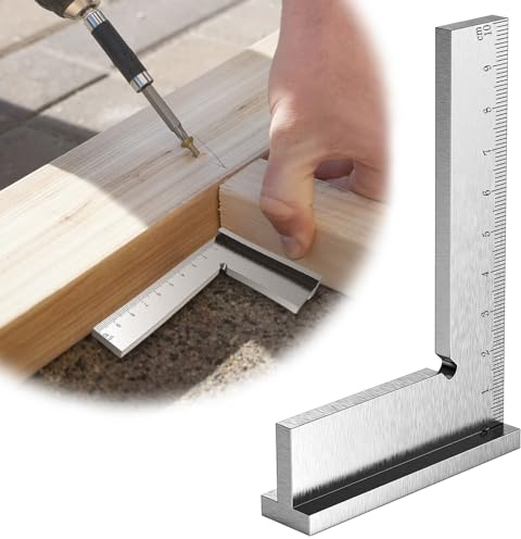 JOLIGAEA Équerre de serrurier avec butée 100 x 70 mm, Équerre de butée à 90°, Équerre de charpentier professionnelle en acier inoxydable