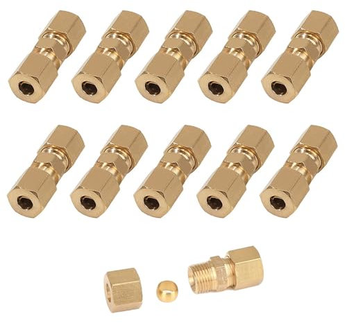 GIONAR 10Pcs 3/16 Brake Pipe Fittings, M10 Brake-Line Connector, Brass Pipe Fittings for 4.75mm Dia Tube