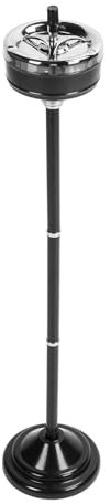 Jectse Floor Standing Ashtray, Premium Self Detachable Tray, Adjustable Height Vintage Iron Ashtray with Lid for Indoor Outdoor Use (Black)