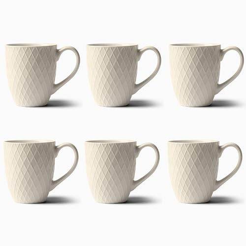 KIVY Tassen Set 6er x 400ml - Große Kaffeetassen Set 6er - Kaffeetasse groß - Teetassen - Kaffee Tassen Sets - Kaffeebecher Keramik Becher Set - Bechersets - Kaffeepott Modern - Kaffeehäferl