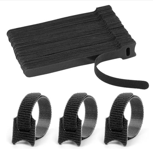 Luonaa Nylon Klett Kabelbinder,120 Stück Klett Kabelbinder Wiederverschließbar,Kabel Klettband Klettkabelbinder Wiederverwendbar für Büro Kabel organizer und Hause