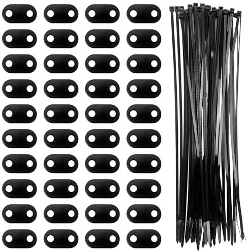 40 Set Sichtschutz Befestigung Set, inklusive Kabelbinder und Befestigung Montage Plättchen PVC Befestigungskit für Sichtschutzmatten Gartenzäune Blickschutz Terrasse Garten Balkon